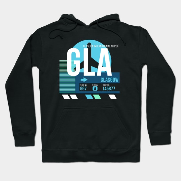 Glasgow (GLA) Airport Code Baggage Tag Hoodie by SLAG_Creative